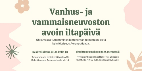 Vanhus- ja vanhaisneuvoston avoin iltapäivä -mainos